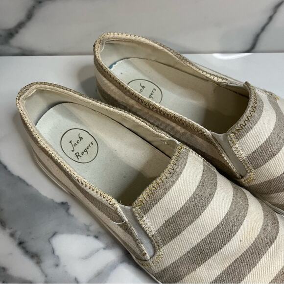 Jack Rogers Women's Striped Canvas Tan Neutral Jane Sneakers Sz 11 Casual - Picture 2 of 8
